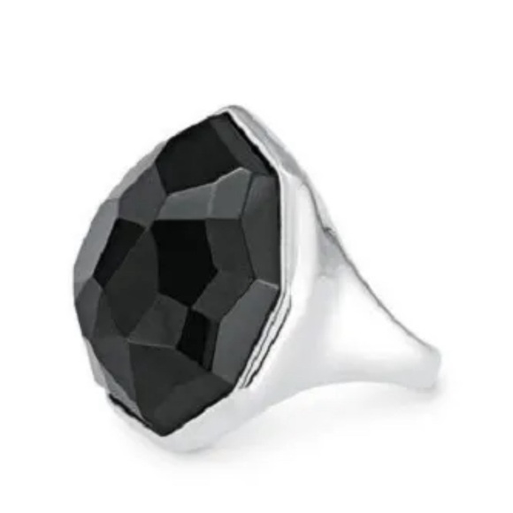 Stella & Dot Jewelry - Stella and Dot Nouvelle Cocktail Ring Black Silver Adjustable Retired